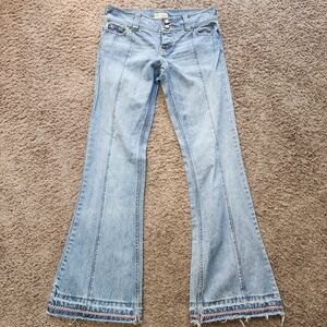 Y2K Vintage Hollister Light Blue Women's Low Rise Flare Boho Jeans, Sz‎ 5